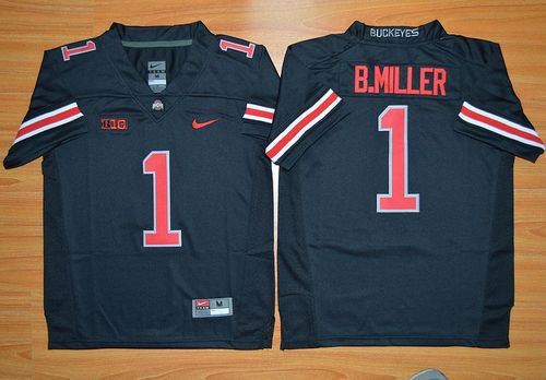 Buckeyes #1 Braxton Miller Black(Red No.) Limited Stitched Youth NCAA Jersey - Click Image to Close